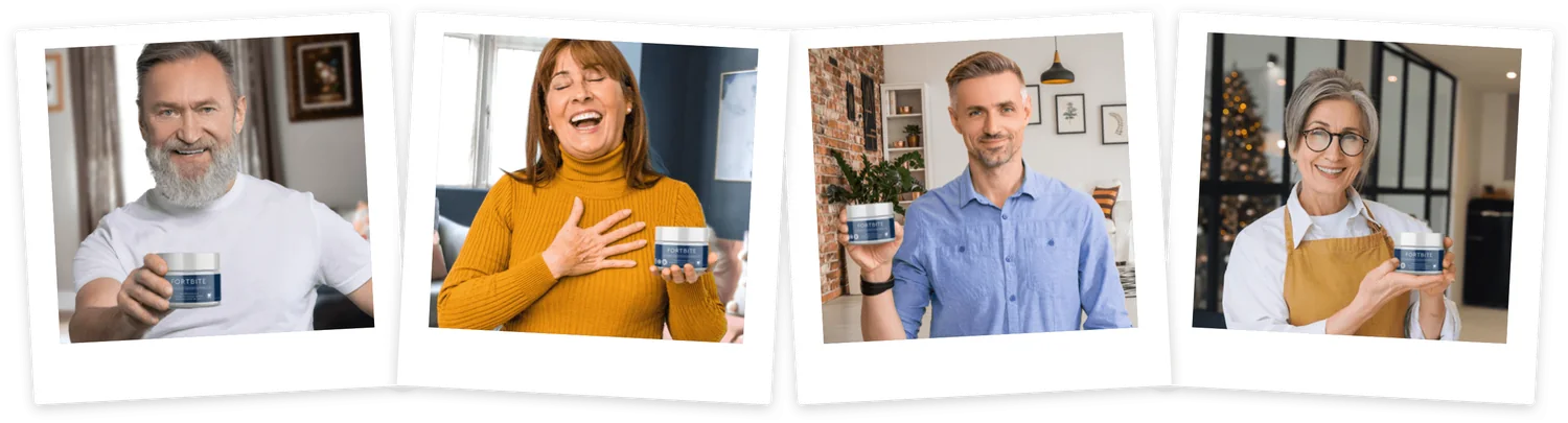 People of different ages holding FortBite jars at home